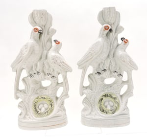 Staffordshire pair of exotic bird spill