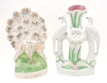 Staffordshire peacock figure, 12",