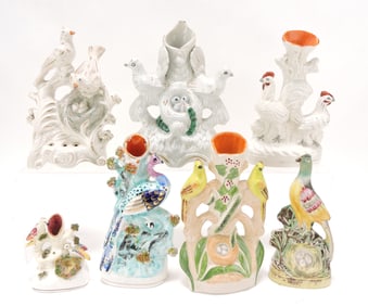 Staffordshire lot of 7 bird figures and