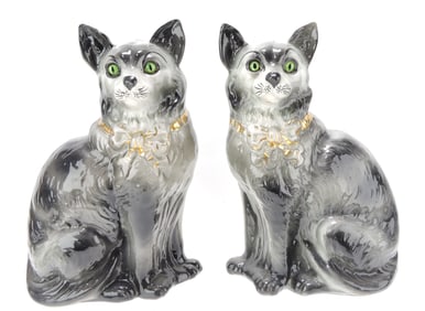 Staffordshire pair of cat figures, 12"
