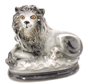 Staffordshire lion figure, 9 1/2"h,