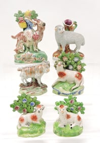 Staffordshire lot of 6 sheep and goat