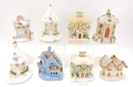 Staffordshire lot of 8 pastille burners,