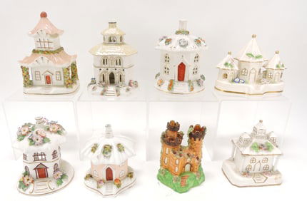 Staffordshire lot of 8 pastille burners,