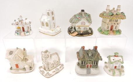 Staffordshire lot of 8 pastille burners,