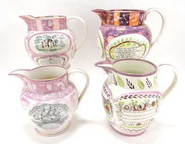 Staffordshire lot of 4 Sunderland pink
