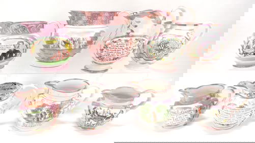 Staffordshire lot of 8 Sunderland pink