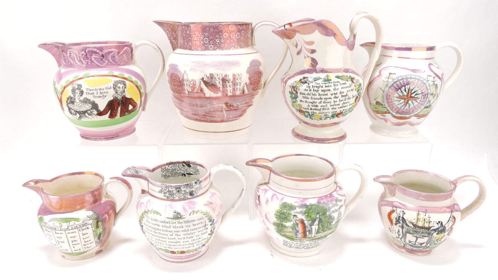 Staffordshire lot of 8 Sunderland pink (1 of 1)