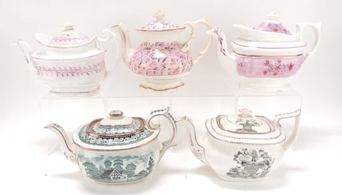 Staffordshire lot of 5 Sunderland pink