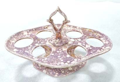 Pink luster egg holder, 5"h, 8"w