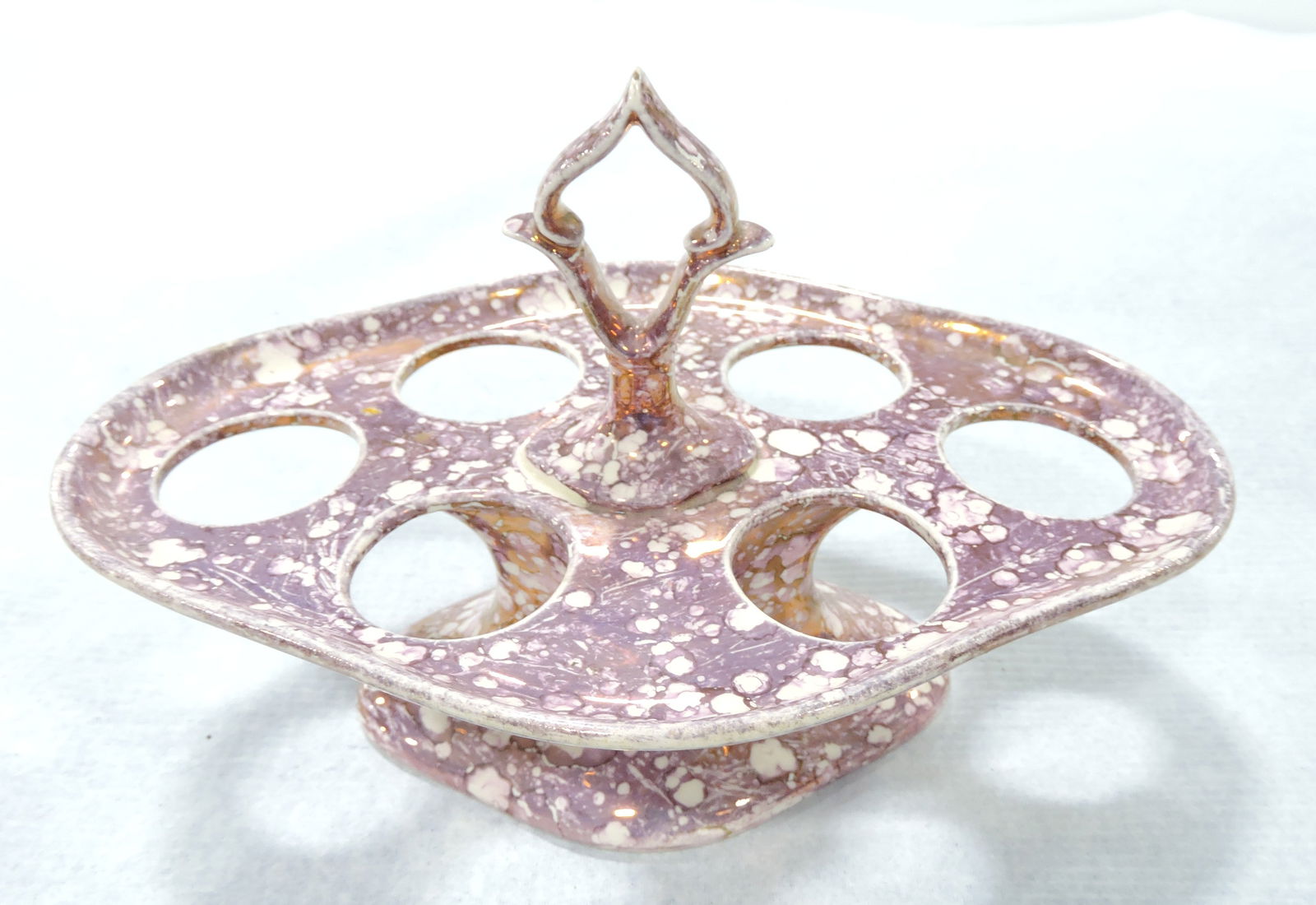 Pink luster egg holder, 5"h, 8"w (1 of 1)