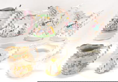 Lot of 7 English jugs, 8" to 9 1/2",