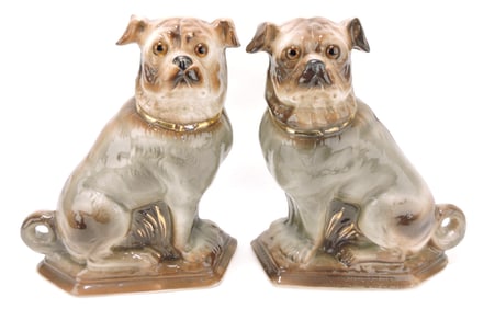 Staffordshire pair of dogs, 12", chips