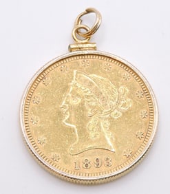 1893-CC gold Liberty $10 gold coin
