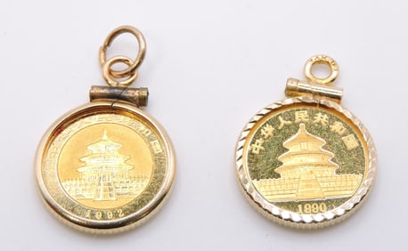 1990 and 1992 1/20oz gold China