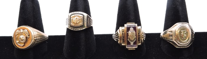 10kt gold lot of 4 insignia and class
