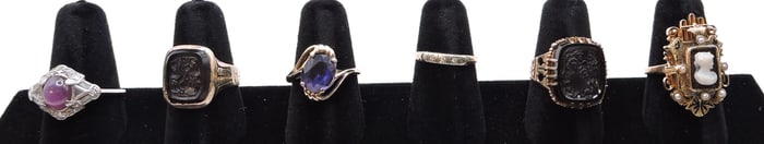 Lot of 6 ladies rings, unmarked
