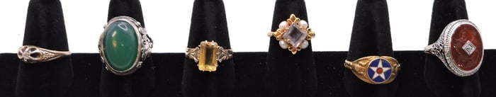 Lot of 6 ladies rings, unmarked