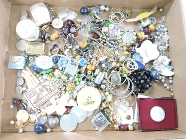 Box of jewelry parts and pieces