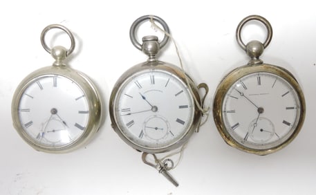 Lot of 3 open face pocketwatches,
