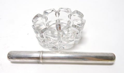 Sterling silver cigar tube, 8", AND