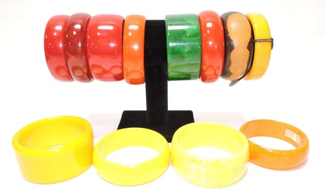 Bakelite style lot of 12 wide bangle