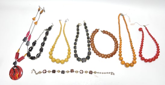 Bakelite style lot of 8 necklaces