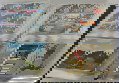 Postcard album of 250 +/- assorted