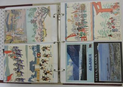 Postcard album of 200 +/- assorted