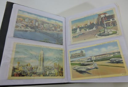 Postcard album with 200 +/- cards,