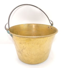Brass bucket with iron handle,
