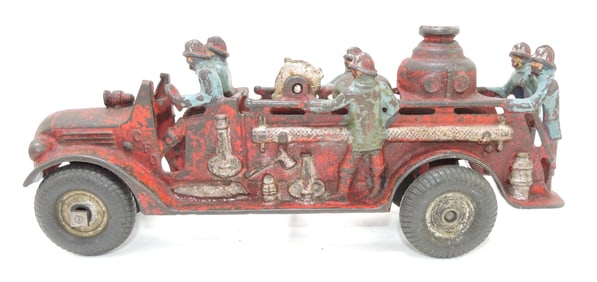 Arcade cast iron six man fire engine
