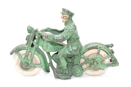 Cast iron 'Patrol' cop motorcycle,