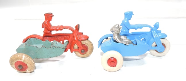 Cast iron lot of 2 'cop' motorcycles