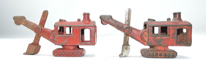 Cast iron lot of 2 steam shovels,