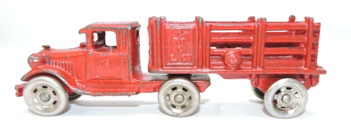 Cast iron semi truck & trailer, 7"