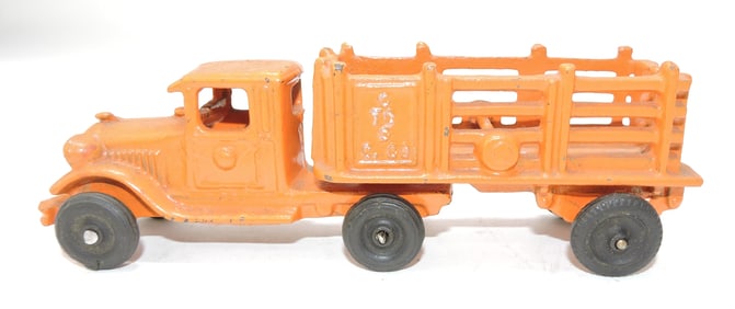 Cast iron semi truck and trailer,