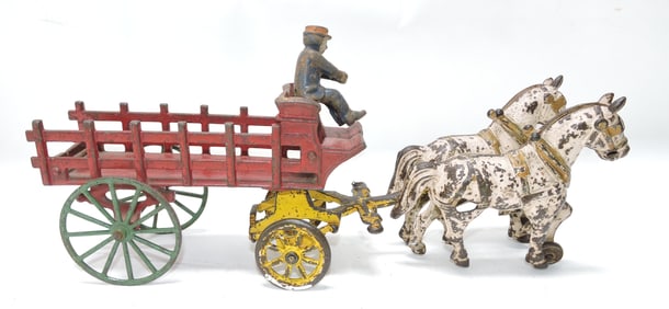 Cast iron horse drawn stake wagon