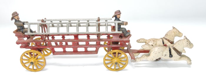 Cast iron horse drawn ladder fire truck