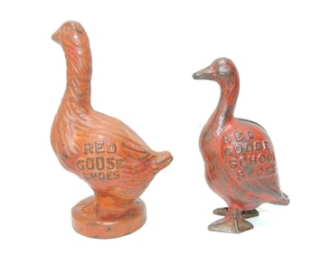 Cast iron lot of 2 'Red Goose"