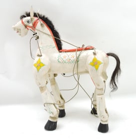 Wooden horse puppet, 14"