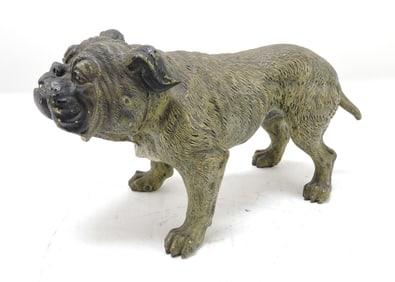 Bronze bulldog figure, 4"h, 7"l