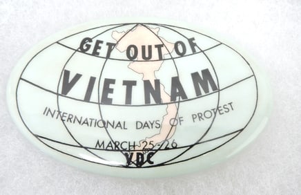 'Get Out of Vietnam' period pin back