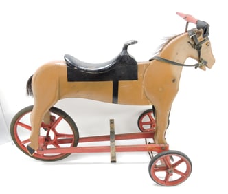 Wooden riding horse, 29"l