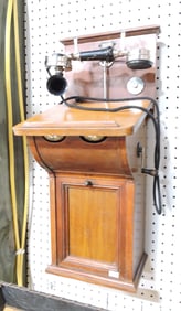 English walnut wall telephone, 24"