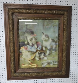 Oak framed kitten print, 30"x 26"