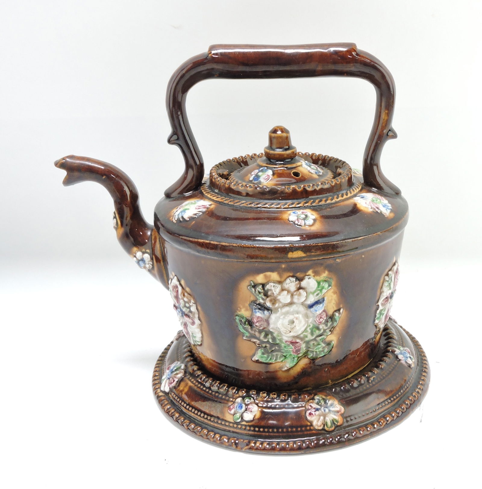 Bargeware tea kettle with trivet, 9", (1 of 2)