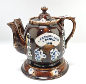 Bargeware rare twin spout teapot,