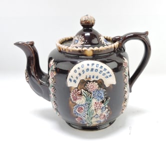 Bargeware teapot, 7", 1884
