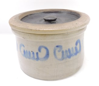 Stoneware covered butter crock with